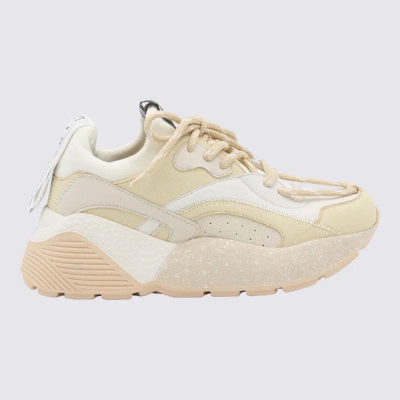 Stella Mccartney Light Beige Faux Leather Eclypse Low-Top Sneakers