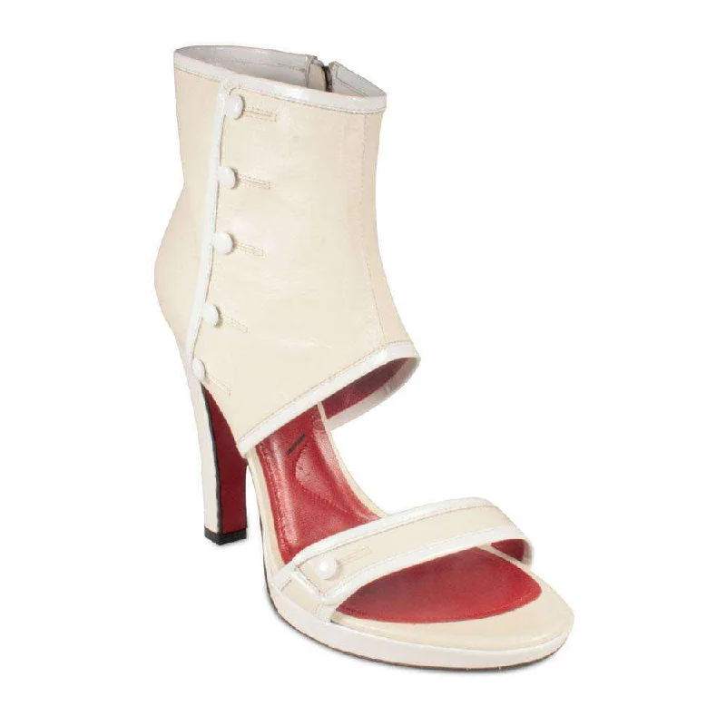 Cesare Paciotti Women's White Patent Leather Button-Up Sandals (KCPW600)