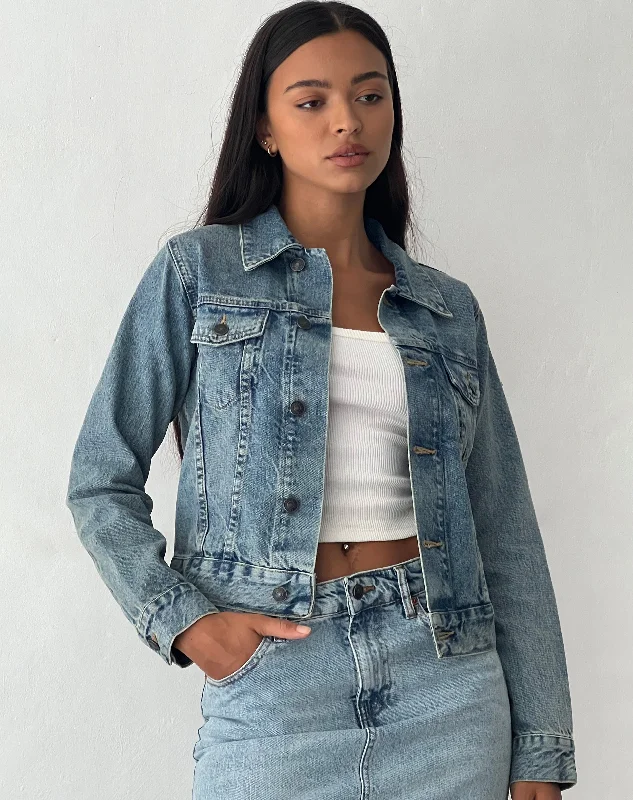 Fitted Denim Jacket in Blue Wash