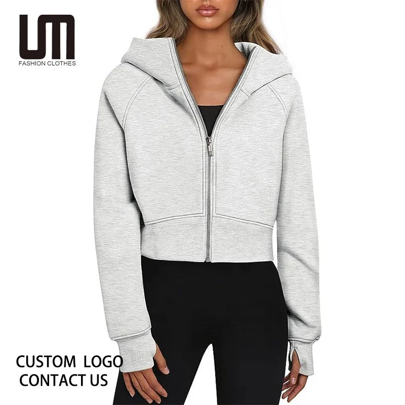 Liu Ming Custom Brand Logo 2024 Fall Winter Fashion Women Clothing Casual Long Sleeve Zip Up Hoodie Coat Sweatshirts