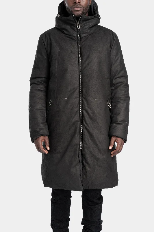 Padded leather parkas