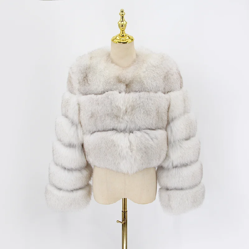 Parka JacketsQIUCHEN QC22068  2022 New Warm Fashion Winter Short Thick Women Jacket Silver Arctic Fox  Real Fox Fur Coat