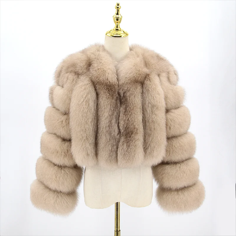 Layered JacketsQIUCHEN QC22089 Plus Size 2022 Women New Fashion Short Real Fox Fur Coat Winter Warm Luxury Cropped Jacket