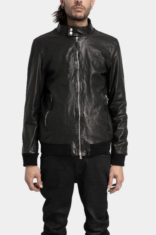 Lace-Up JacketsWashed leather bomber jacket