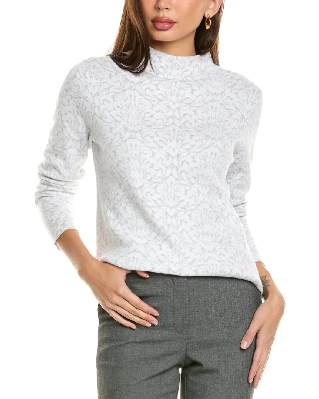 Forte Cashmere Medallion Funnel Cashmere-Blend Sweater