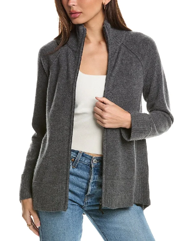 Forte Cashmere Zip Mock Cashmere Cardigan