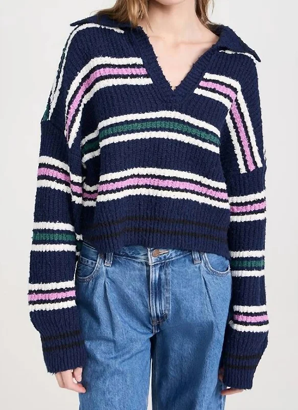 Kennedy Pullover Sweater In Midnight Sail