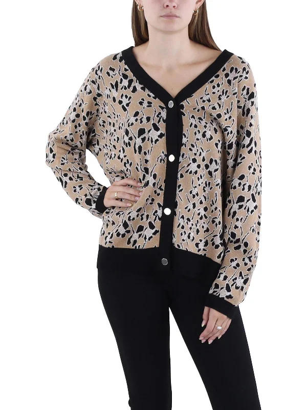 Plus Womens Floral Print Button Down Cardigan Sweater