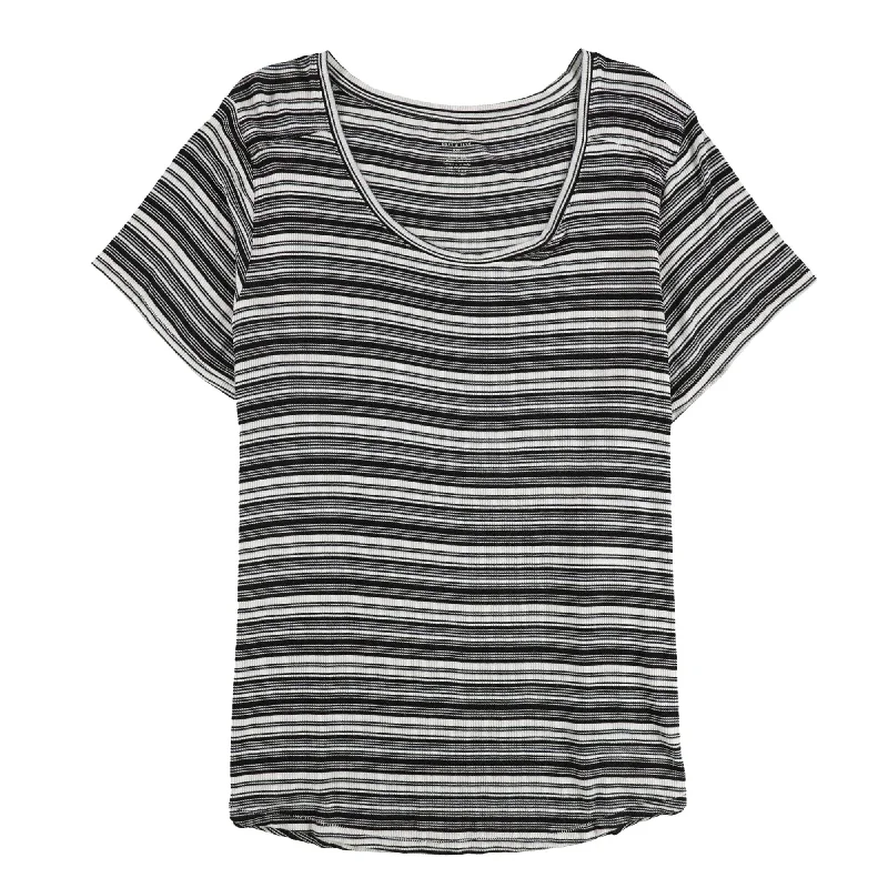 American Eagle Womens Striped High Low Graphic T-Shirt, Black, X-Large