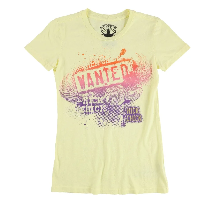 Chaser Womens Wanted Graphic T-Shirt, Yellow, Small