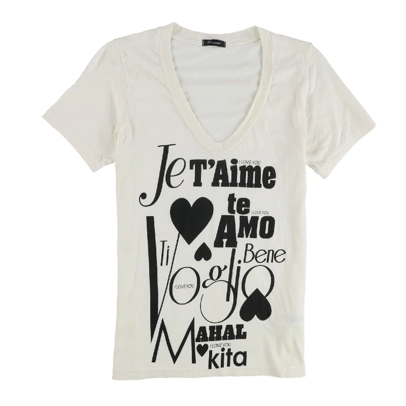 dirty violet Womens Je T'aime Graphic T-Shirt, Off-White, Medium