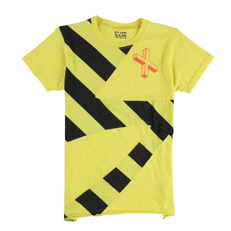 Evil Genius Womens Caution Tape X Graphic T-Shirt, Yellow, Large