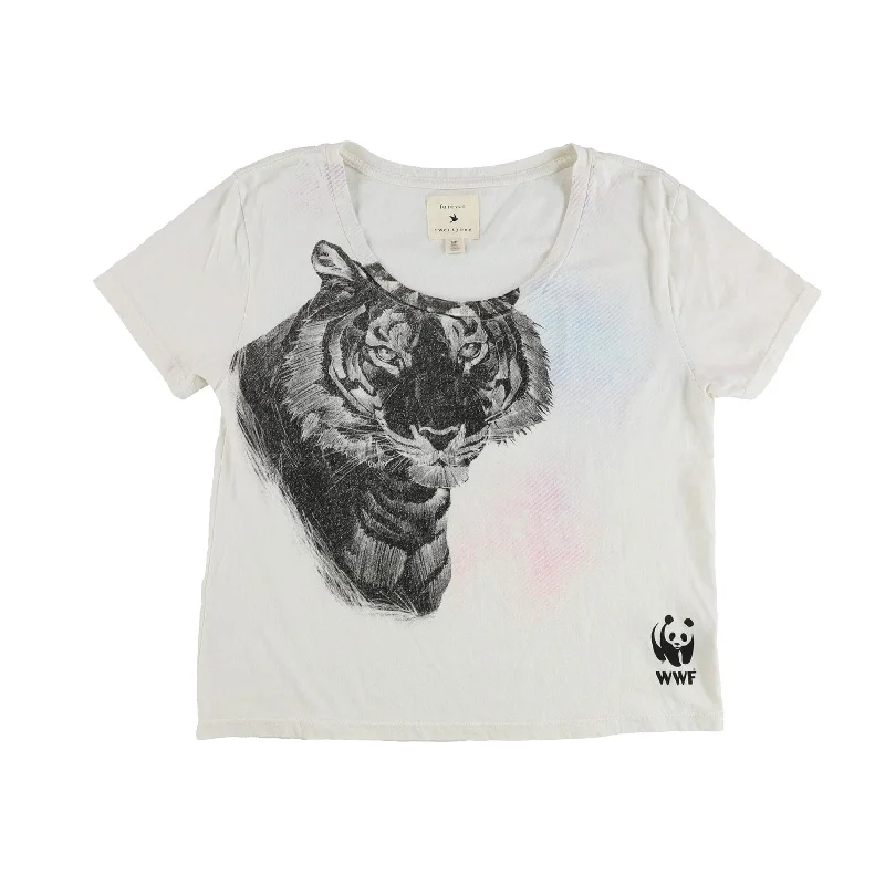 Forever 21 Womens Tiger Graphic T-Shirt, White, Small