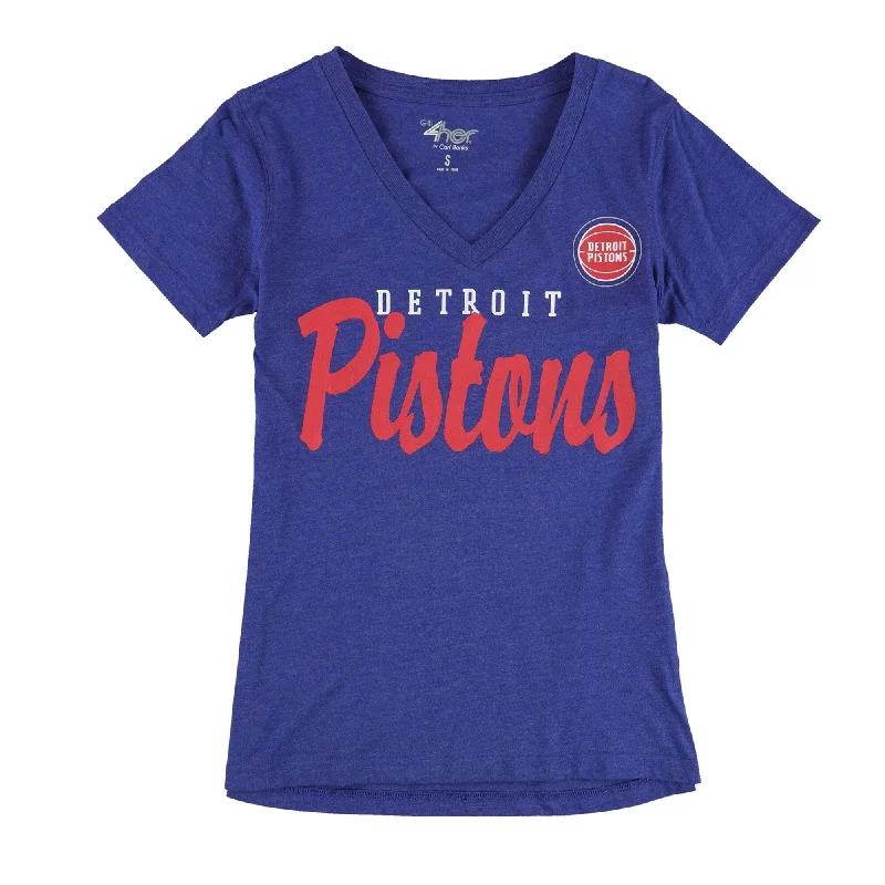 G-III Sports Womens Detroit Pistons Graphic T-Shirt, Blue, Small