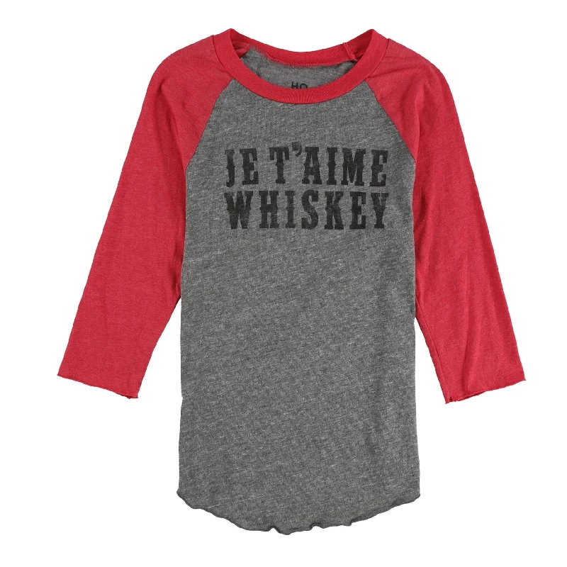 Hometown Heroes Womens Je T'Aime Whiskey Graphic T-Shirt, Grey, Small