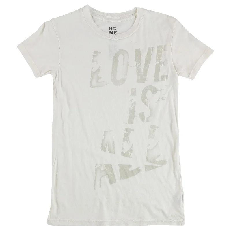 Hometown Heroes Womens Love Is All Graphic T-Shirt, Off-White, X-Small