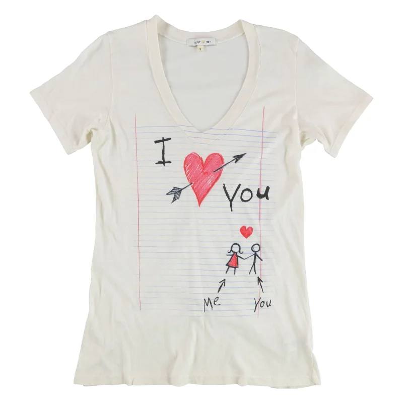 I LOVE H81 Womens I Heart You Notebook Graphic T-Shirt, White, Small