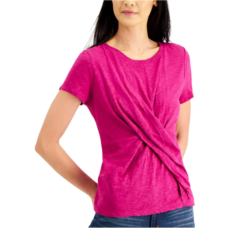 I-N-C Womens Twist-Front Embellished T-Shirt