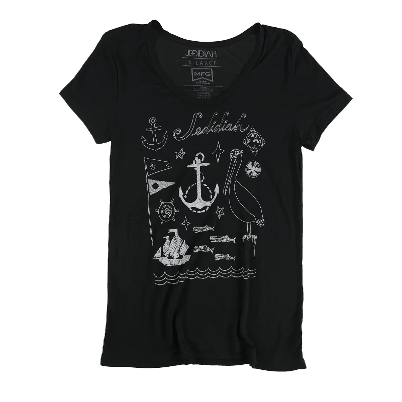 Jedidiah Womens Nautical Graphic T-Shirt, Black, X-Large