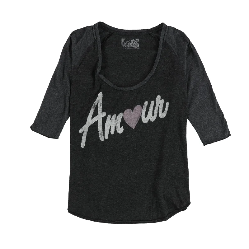 Local Celebrity Womens Amour Graphic T-Shirt, Grey, Medium