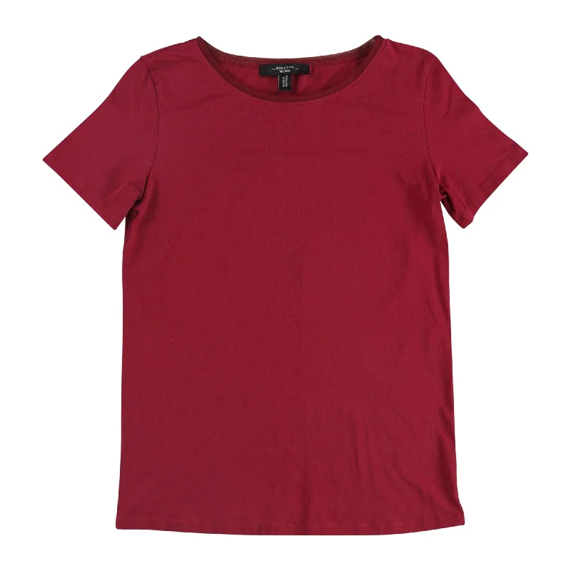 MaxMara Womens Sheer Trim Neckline Basic T-Shirt, Red, X-Small