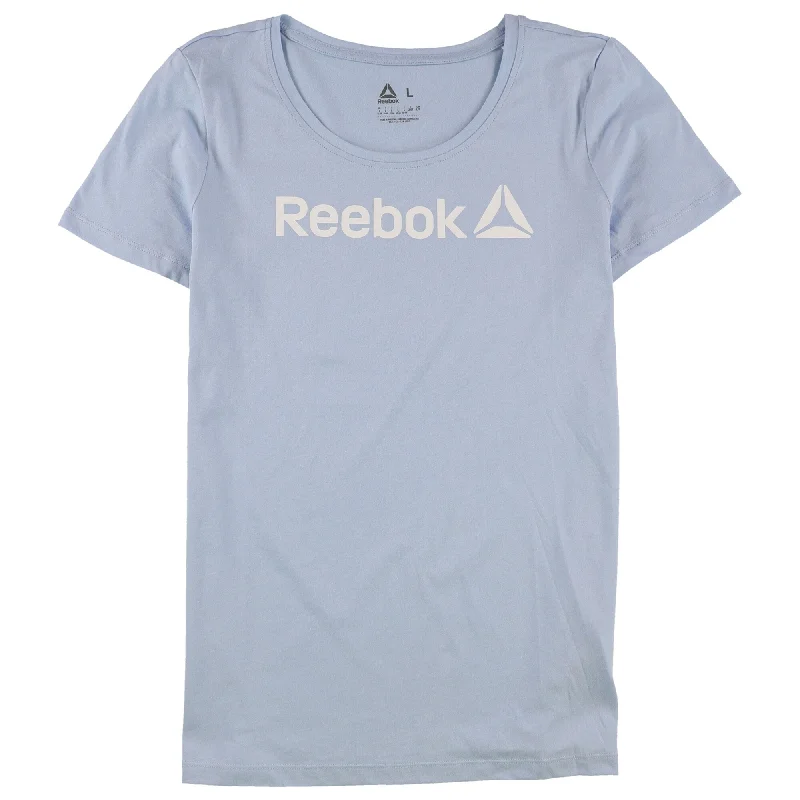 Reebok Womens Logo Graphic T-Shirt, Blue, X-Large