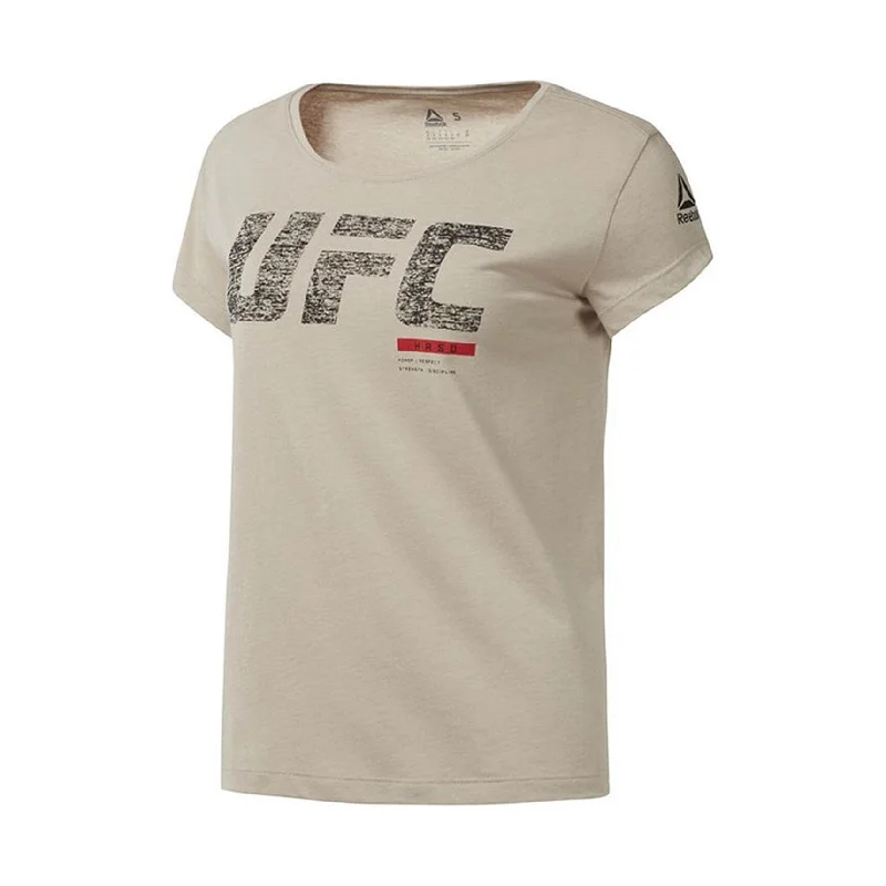 Reebok Womens UFC FC Fight Week Graphic T-Shirt, Beige, Medium