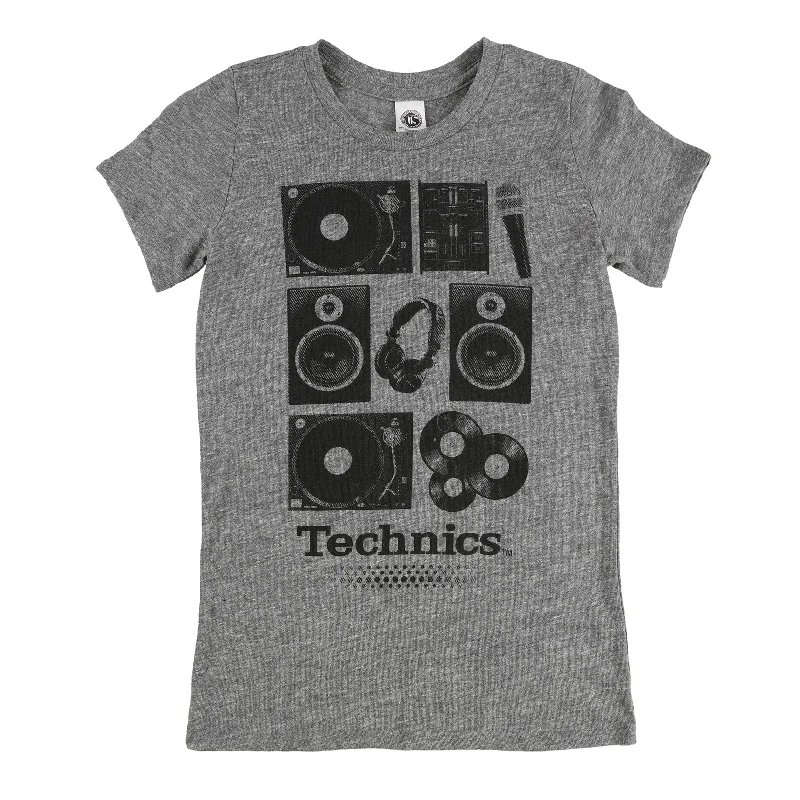 US Blanks Womens Technics Graphic T-Shirt, Grey, Small