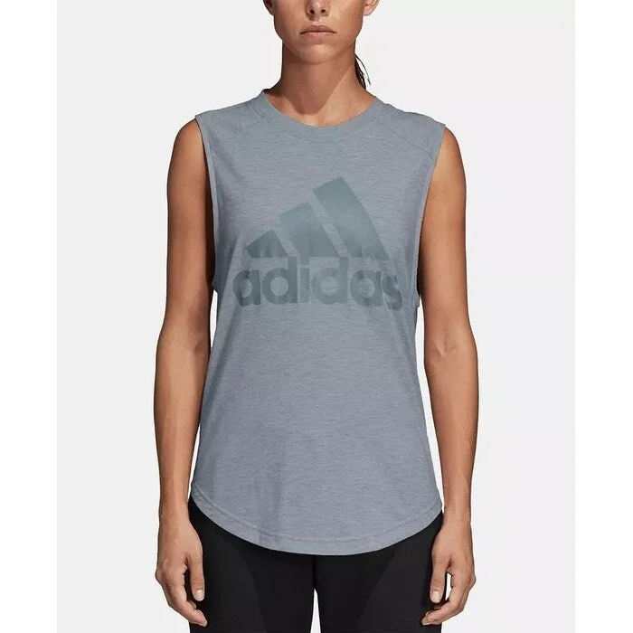 Adidas Women's Id Winners Muscle Tank Top Gray Size Large