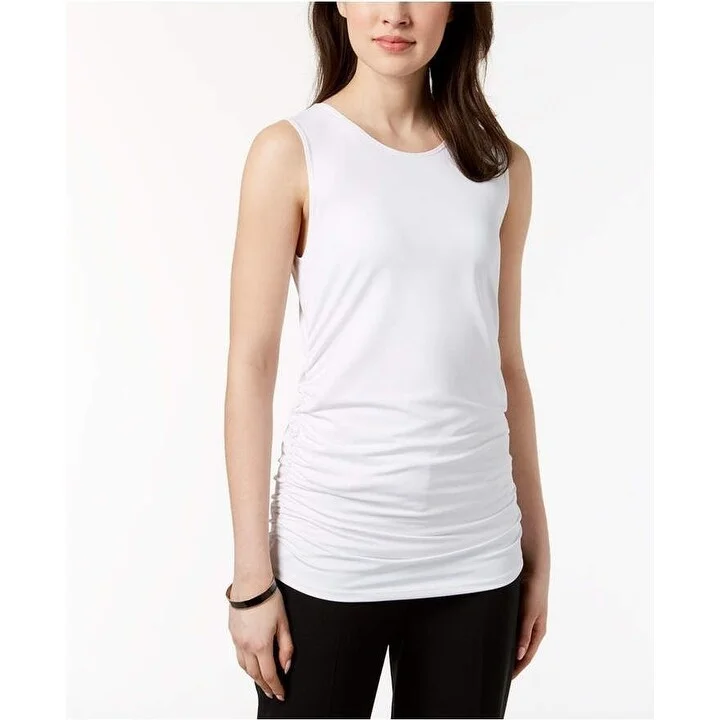 Alfani Women's Ruched Tank Top Bright White Size Extra Small