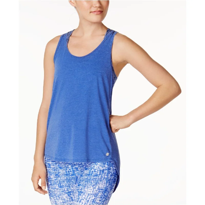 Calvin Klein Women's Overlap-Back Distressed Tank T Sapphire Size Small