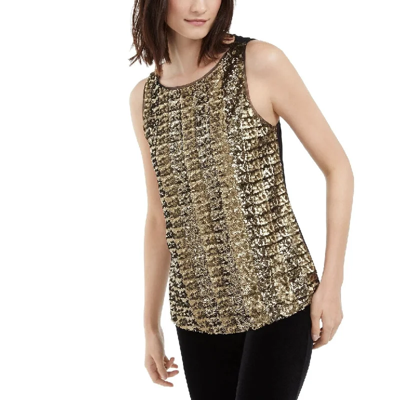 INC International Concepts Women's Sequined Tank Top Gold Size PS - Petite Small