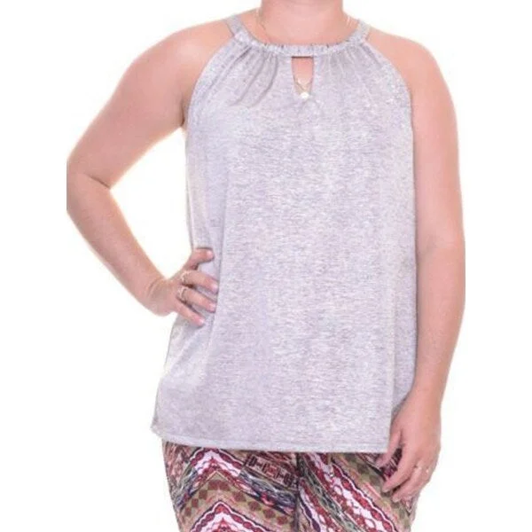 INC International Concepts Women's Shine Halter Tank Top Silver Size Medium Petite - M