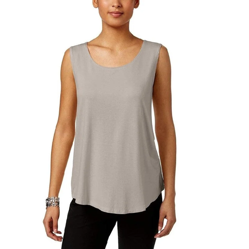 JM Collection Women's Scoop Neck Tank Top Gray Size Small