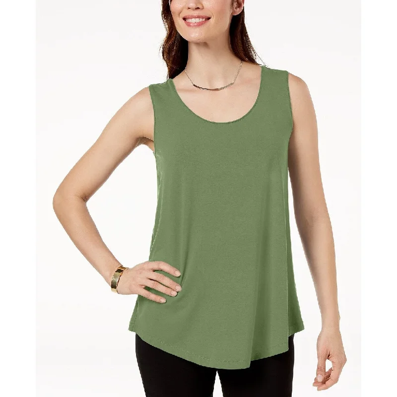 JM Collection Women's Scoop Neck Tank Top Green Size Large