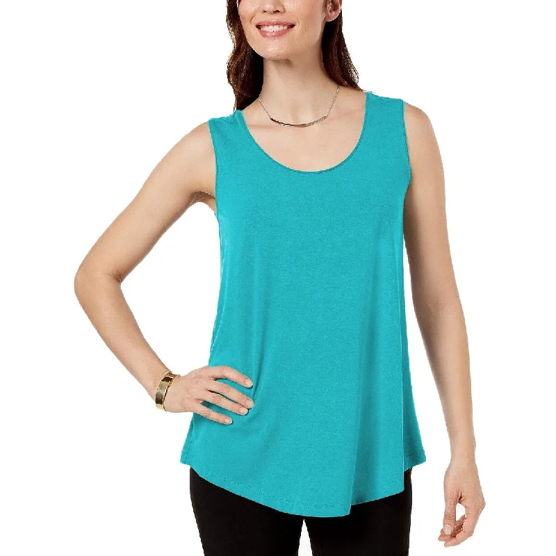 JM Collection Women's Scoop Neck Tank Top Reef Aqua Size Small