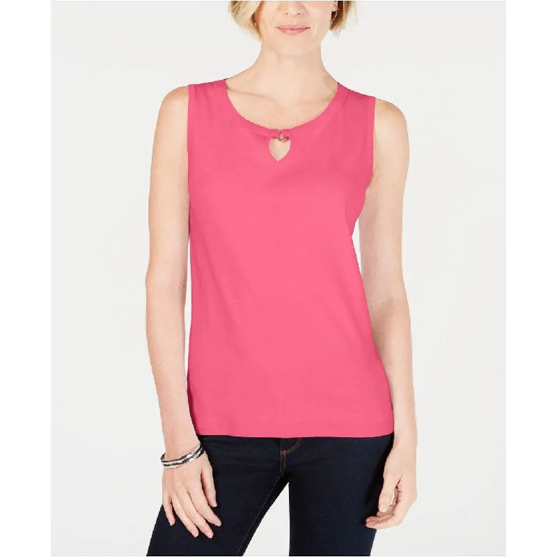 Karen Scott Women's Keyhole-Hardware Tank Pink Size Medium