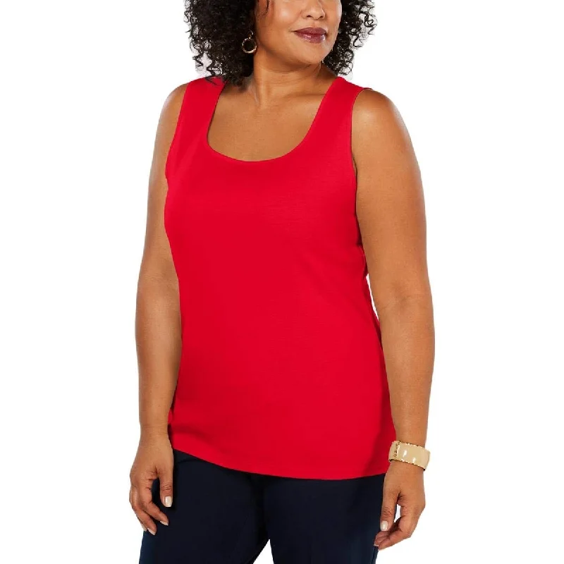 Karen Scott Women's Square Neck Tank Top Red Size X-Large