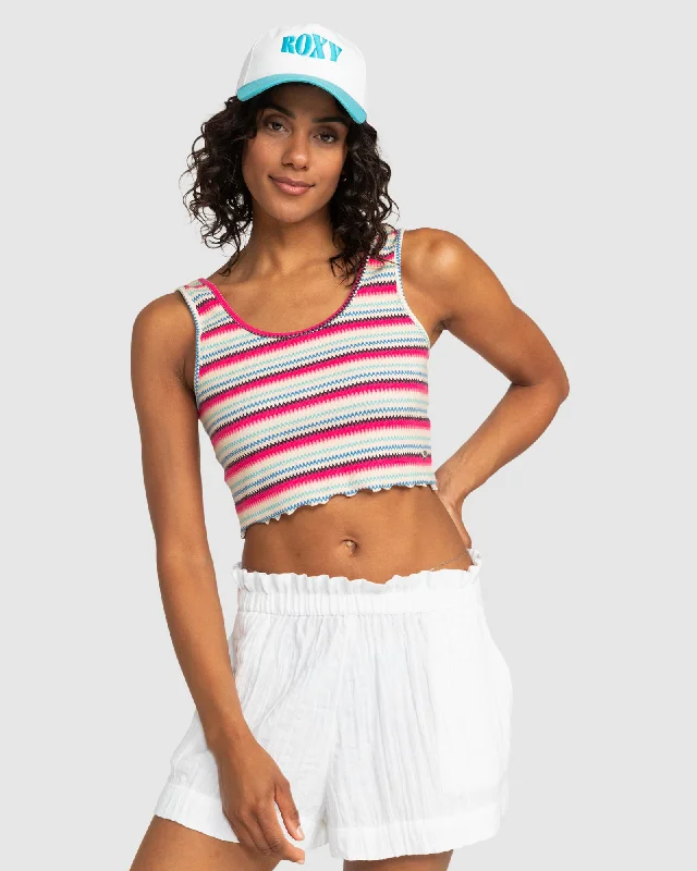 Womens Keep It Wavy Printed Ribbed Tank Top