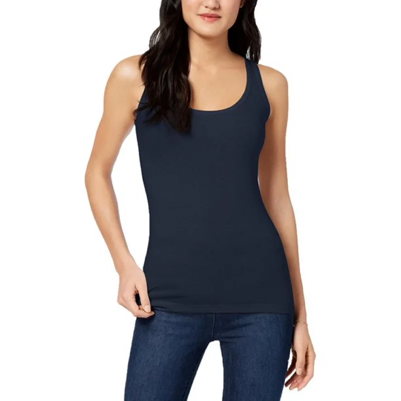 Maison Jules Women's Fitted Tank Top Blue Size Extra Small