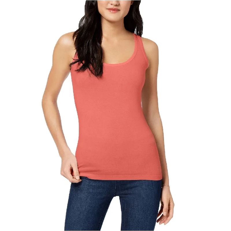 Maison Jules Women's Ribbed Tank Top Coral Bliss Size Extra Small - Orange - X-Small