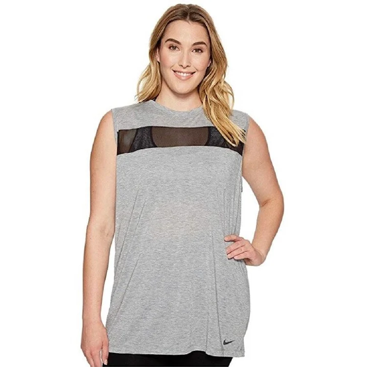 Nike Women's Plus Size Fitness Training Tank Top Grey Size Extra Large - X-Large