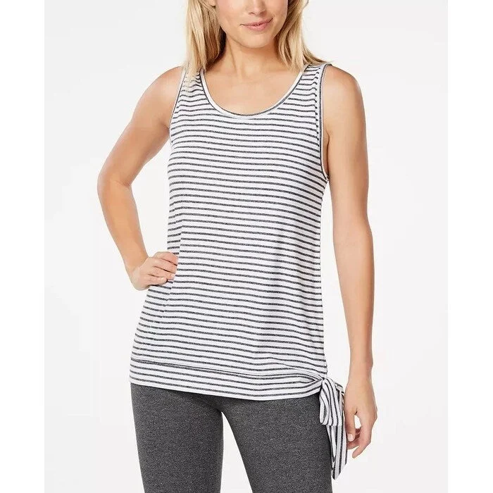 Ideology Women's Striped Side-Tie Tank Top Black Size Small