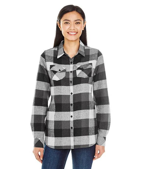 B5210 - Burnside Ladies Plaid Boyfriend Flannel Shirt | Black