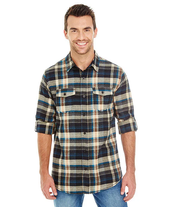 B8210 - Burnside Mens Plaid Flannel Shirt | Dark Khaki