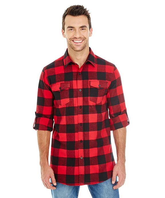 B8210 - Burnside Mens Plaid Flannel Shirt | Red/Black