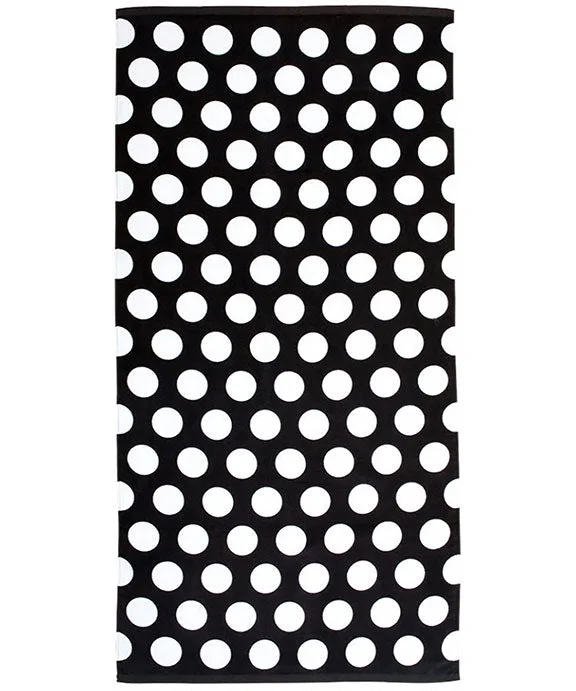 C3060 - Carmel Towel Company Classic Beach Towel | Black Polka Dot