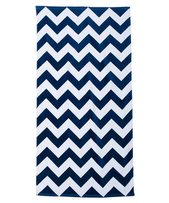 C3060 - Carmel Towel Company Classic Beach Towel | Navy Chevron