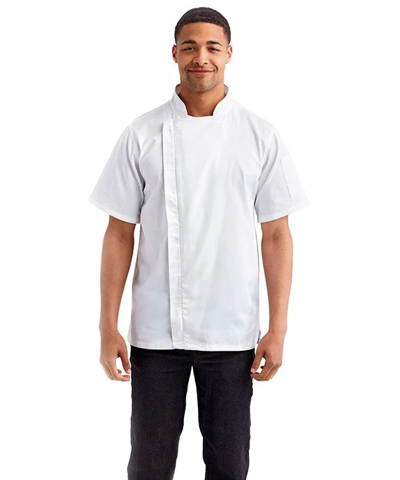 RP906 - Artisan Collection by Reprime Unisex Zip-Close Short Sleeve Chefs Coat | White