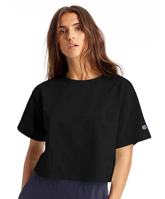 T453W - Champion Ladies Cropped Heritage T-Shirt | Black